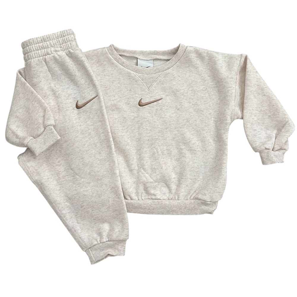 Nike Crewneck Sweatshirt & Jogger Pants Tan Ivory Heather Size 24 Months NWT